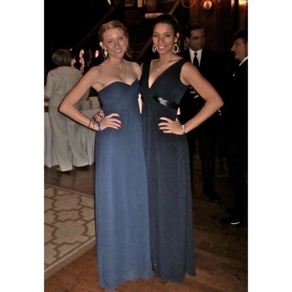 Nicole Miller Strapless Sloane Gown Navy Blue Silk Elegant Formal Dress Size 2